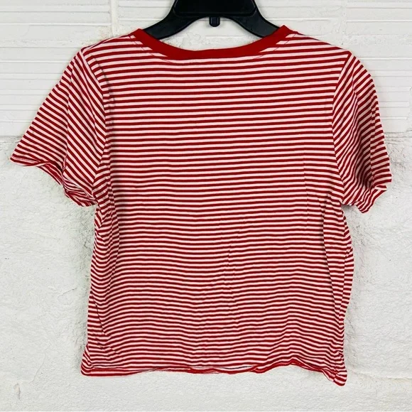 Ella Moss Red and White Striped  cotton short sleeve Tee size large - Picture 10 of 12